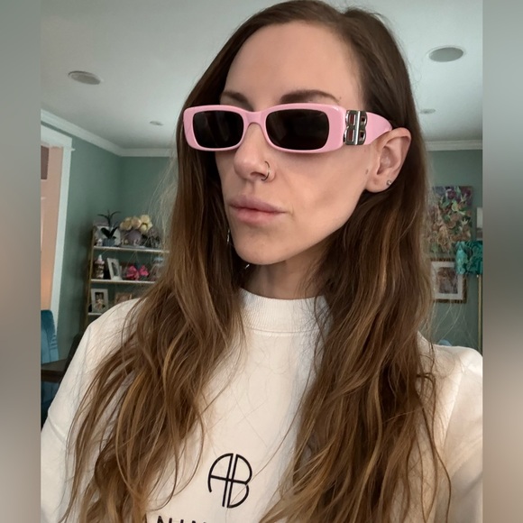NWT - BALENCIAGA Dynasty Rectangular Sunglasses, 51mm Pink/Silver/Solid - Picture 3 of 12